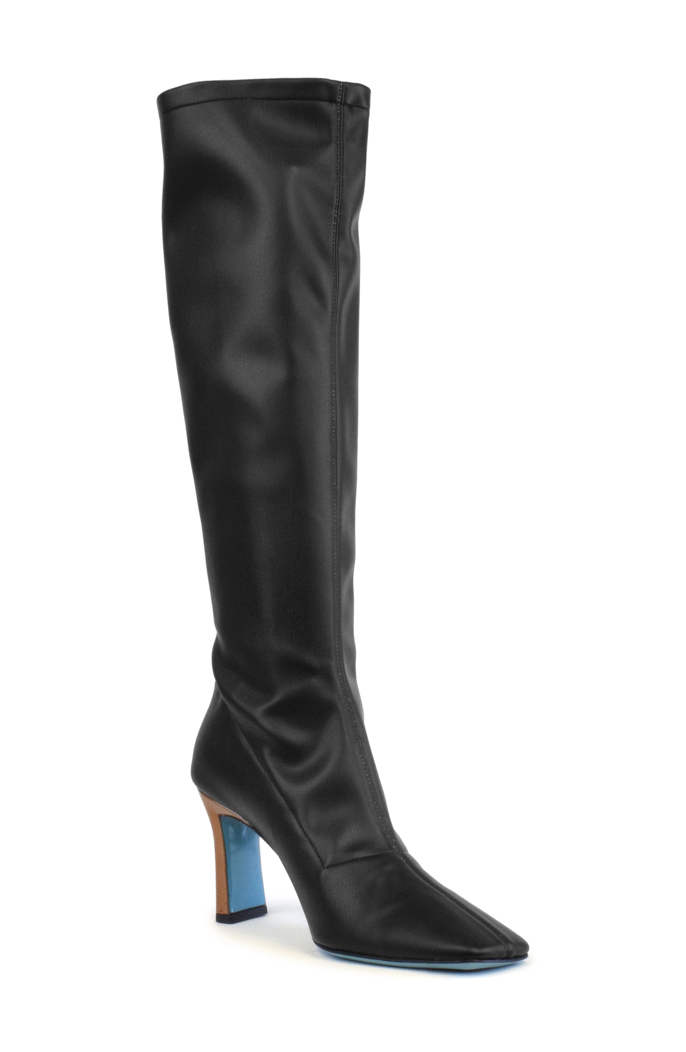 womens tall black leather dress boots