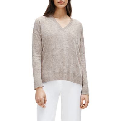 Eileen Fisher Box Top Organic Linen Sweater, Beige