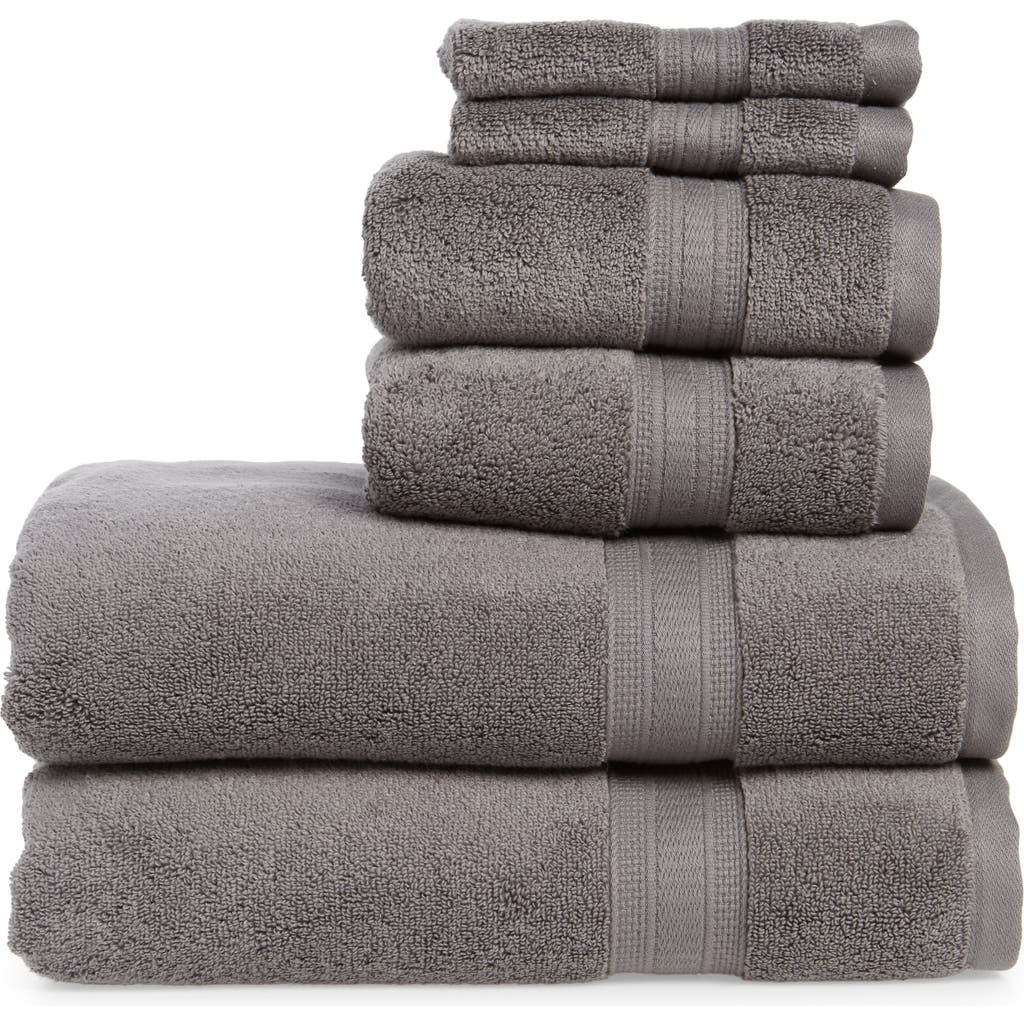 Nordstrom Rack 6-piece Zero Twist Bath Towel Set In Gray