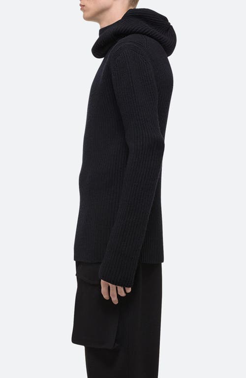 Shop Helmut Lang Safety Convertible Merino Wool Rib Balaclava Cardigan In Black - 001