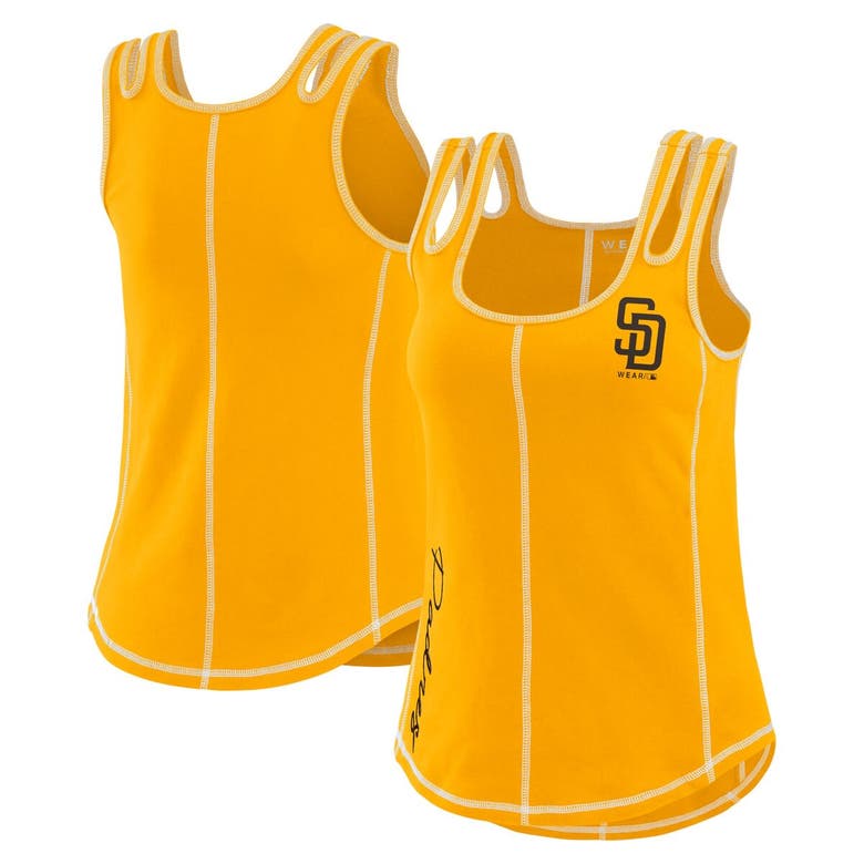 Wear By Erin Andrews Gold San Diego Padres Contrast Stitch Tank Top