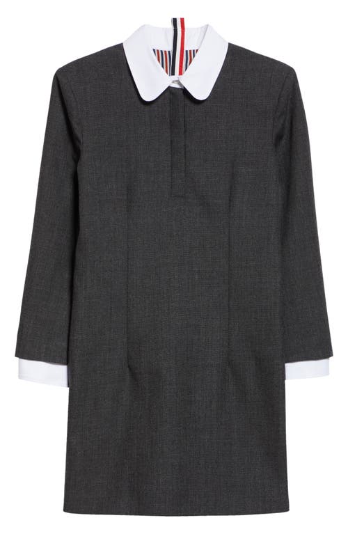 Shop Thom Browne Wool & Cotton Mixed Media Minidress In Dark Grey