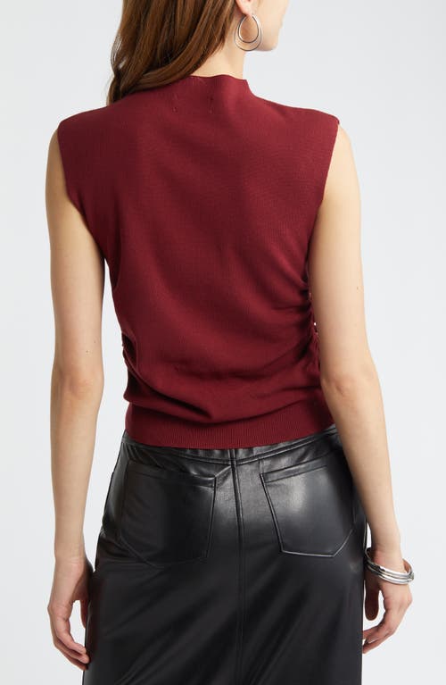 Shop Open Edit Ruched Cap Sleeve Sweater In Red Grape