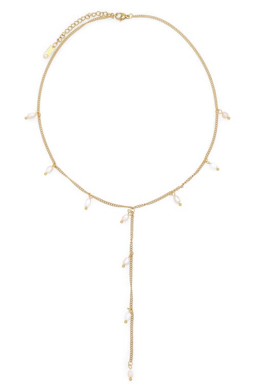 Shop Petit Moments Freshwater Pearl Station Y-necklace In Gold