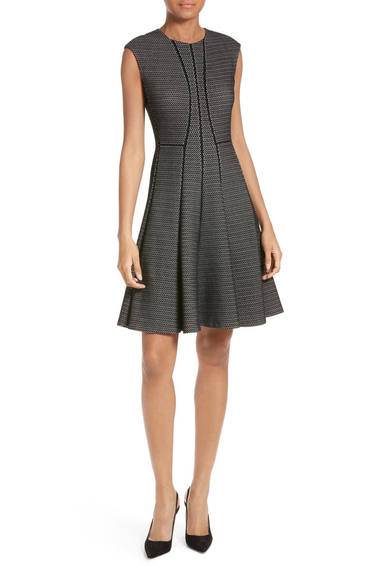 Rebecca Taylor Textured Stretch Knit Fit & Flare Dress | Nordstrom