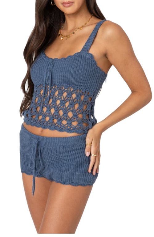 Shop Edikted Danika Open Stitch Camisole In Navy