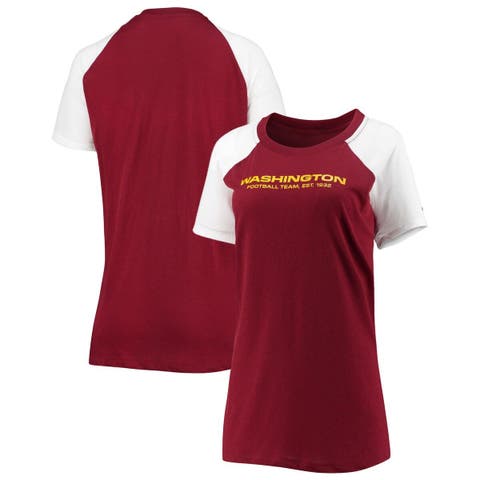 Women's Washington Commanders Terry McLaurin Majestic Threads  Cream/Burgundy Name & Number Raglan 3/4 Sleeve T-Shirt