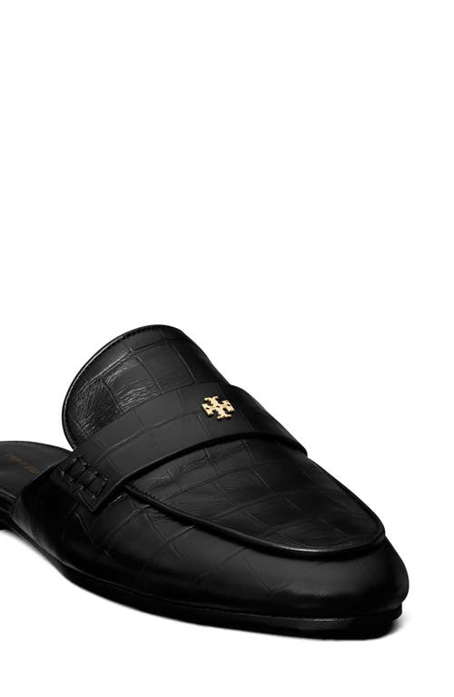 Tory Burch Croc Embossed Mule In Perfect Black