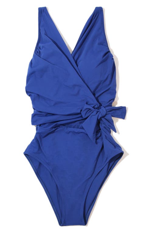 Shop Hanky Panky Wrap Front One-piece Swimsuit In Poolside (blue-solid)