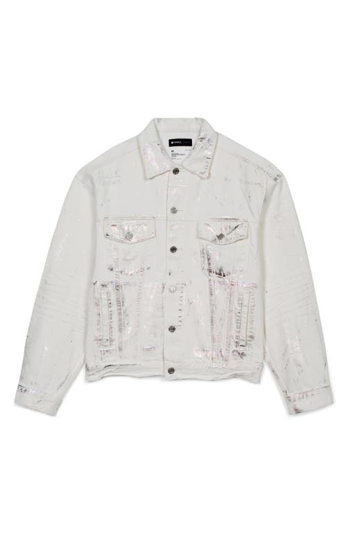 Purple Brand White X-ray Iridescent Bomber Jacket In Wave Foil