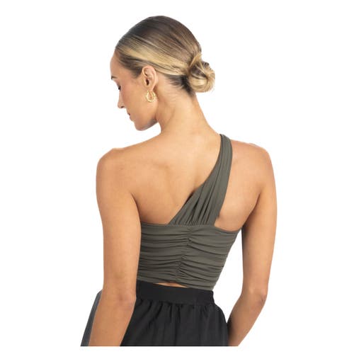 Akalia Belle Drapped Activewear Sportsbra In Dark Green In Dark Green