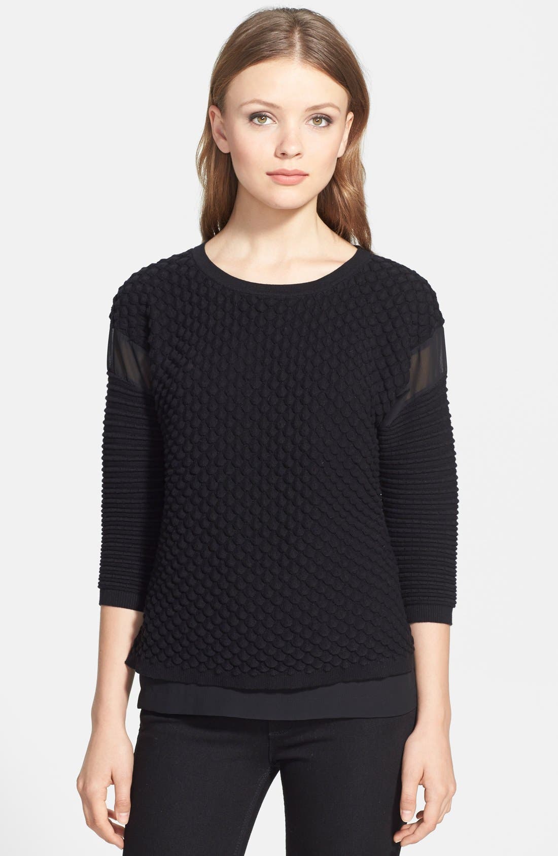 Trouvé Quilted Mixed Media Sweater Nordstrom