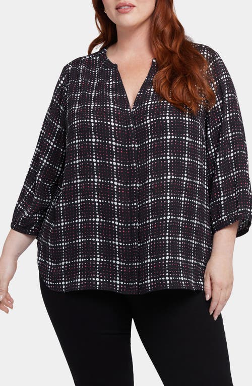 Shop Nydj Semisheer Pintuck Blouse In Lattice Dots