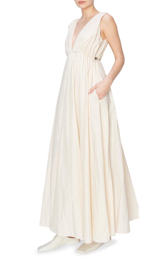 Shop Melloday Ruched Maxi Dress In Beige