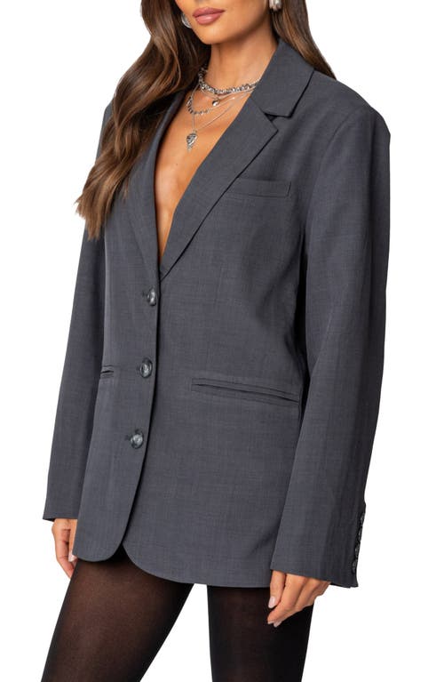 Edikted Kourtney Oversize Blazer In Dark-gray