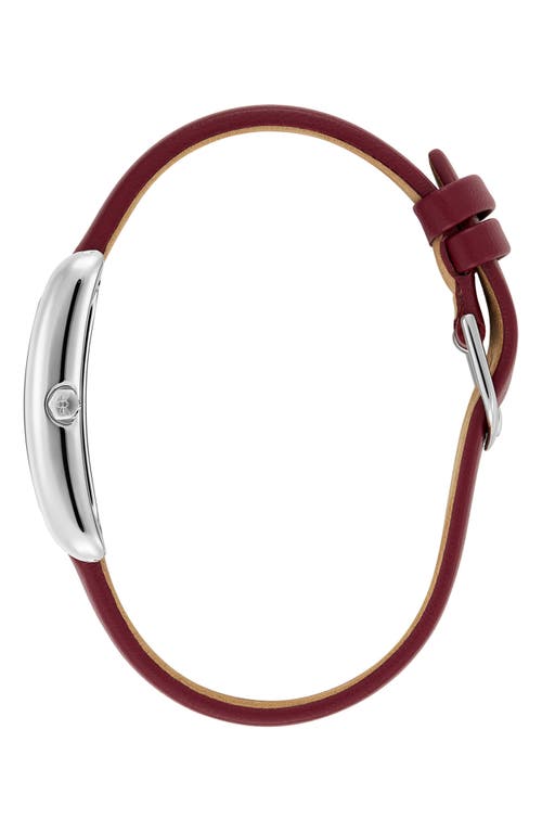 Shop Olivia Burton Grove Rectangular Leather Strap Watch, 23mm In Cranberry