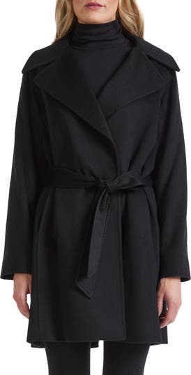 Black cashmere wrap outlet coat