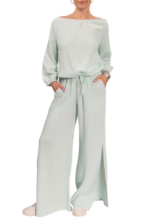 EVERYDAY RITUAL EVERYDAY RITUAL RILEY COTTON GAUZE SPLIT HEM PANTS