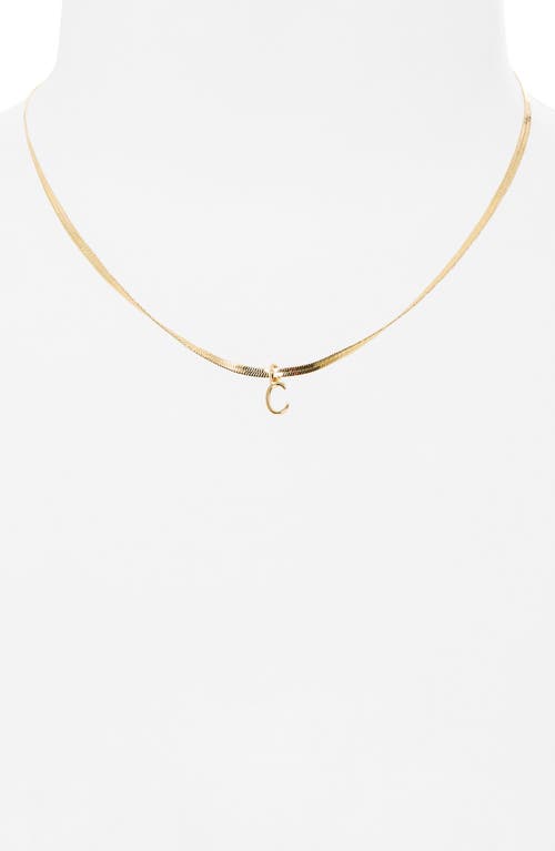 Shop Nordstrom Rack Herringbone Chain Initial Pendant Necklace In C- Gold