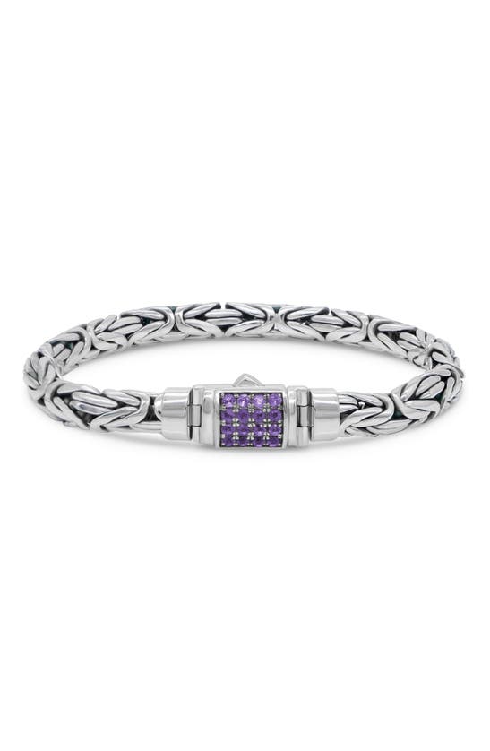 Shop Devata Sterling Silver Semiprecious Stone Chain Bracelet In Silver Purple