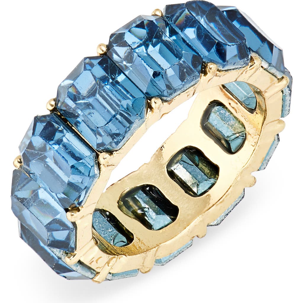 Nordstrom Rack Emerald Cut Crystal Eternity Band Ring In Blue- Gold