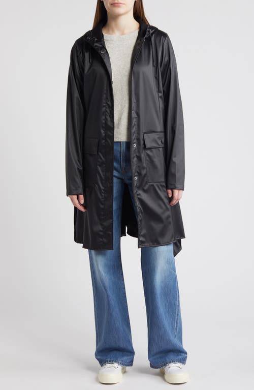 Shop Rains Curve Waterproof Belted Jacket In Black Grain