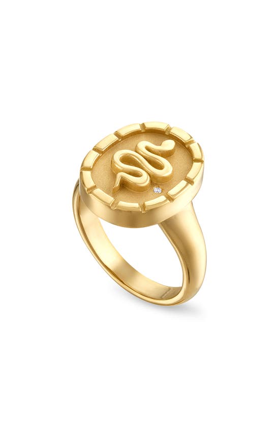 Shop Pamela Zamore Wisdom Diamond Signet Ring In Gold