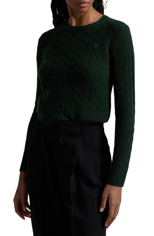 Polo Ralph Lauren Wool And Cashmere Cable Knit Crew Neck Sweater In Moss Agate
