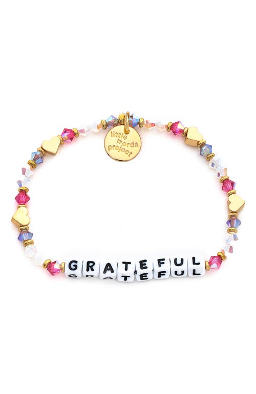 Little Words Project Grateful Beaded Stretch Bracelet in Multi - Heart