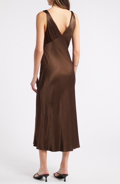 Shop Rails Viviana Knot Front Satin Midi Dress In Dark Moss