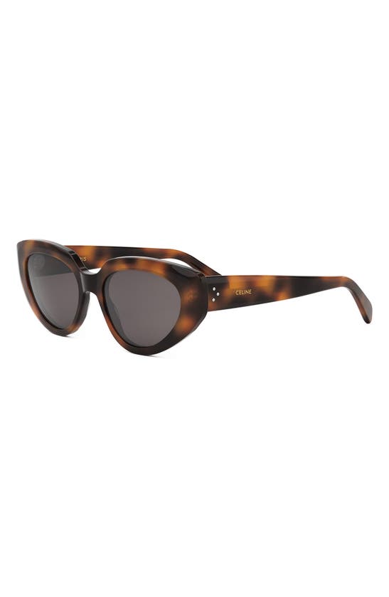 Shop Celine Bold 3 Dots 53mm Cat Eye Sunglasses In Blonde Havana / Smoke