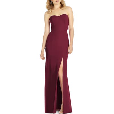 After Six Strapless Chiffon Trumpet Gown, Burgundy