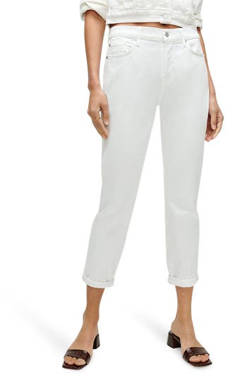 7 For All Mankind Seven Josefina Crop Boyfriend Jeans In Twill White