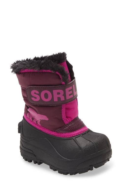 Sorel Kids' Snow Commander Insulated Waterproof Boot In Purple Dahlia/groovy Pink