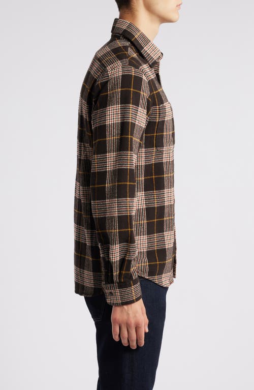 Schott Nyc Two-pocket Long Sleeve Flannel Button-up Shirt In Brown/gold