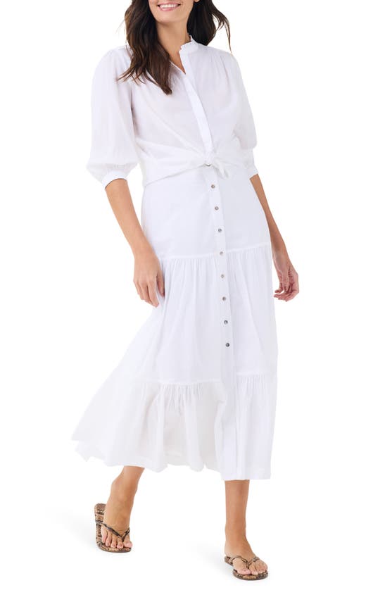 Shop Nic + Zoe Nic+zoe Cotton Tiered Skirt In Paper White