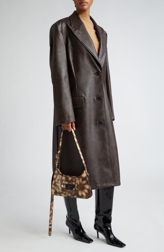 Shop Acne Studios Mini Platt Blurry Flower Leather Shouder Bag In Multi Brown