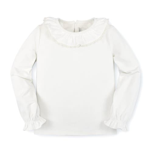 Hope & Henry Baby Girls' Ruffle Neck Knit Top, Infant In Soft White