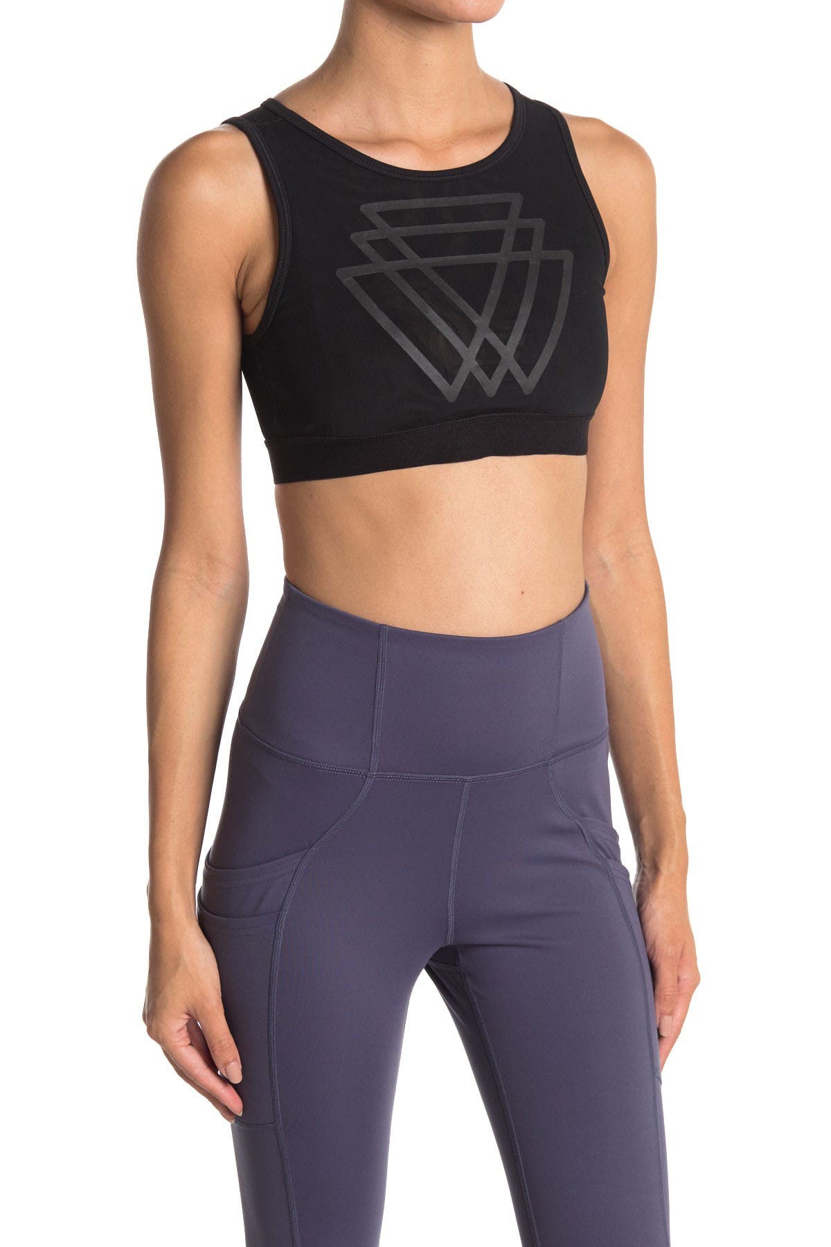 90 Degree By Reflex Interlocking Triangles Crop Top In Black/black