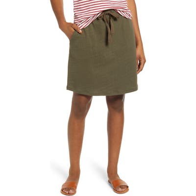 Petite Caslon Tie Waist Knit Skirt, Green