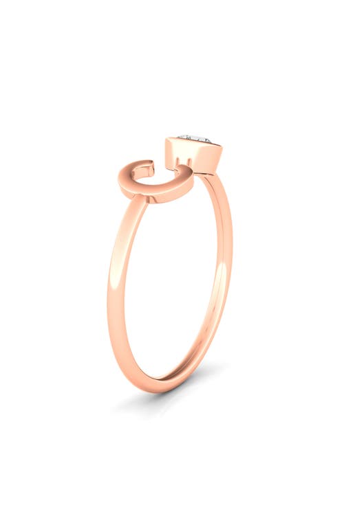 Hautecarat Letter Lab Created Diamond 18k Rose Gold Ring In 18k Rose Gold - C