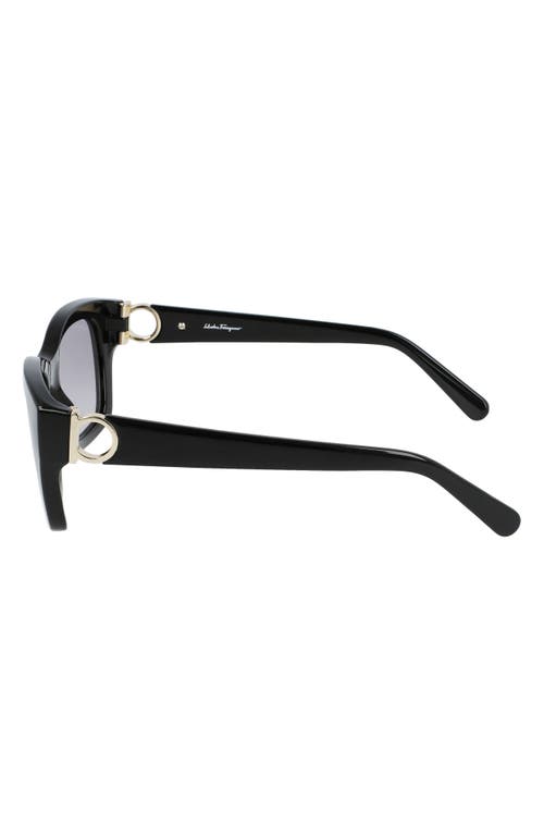 Ferragamo 53mm Rectangular Sunglasses In Black/grey