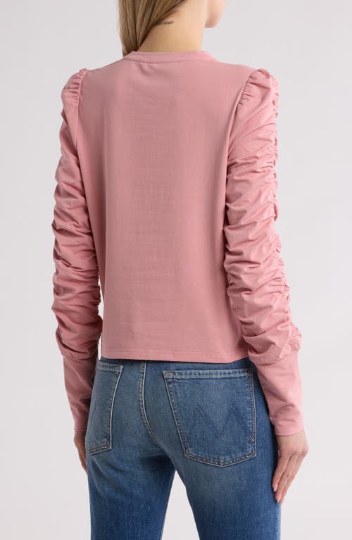 Walter Baker Dot Ruched Long Sleeve Top In Blush