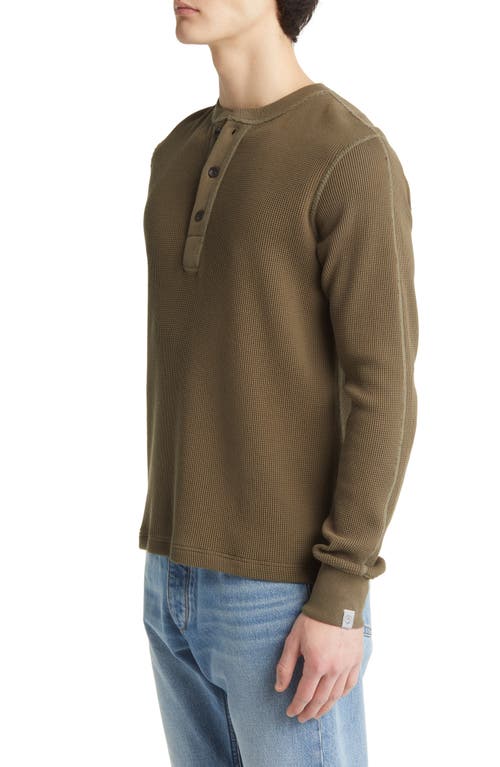 Shop Rag & Bone Garment Dyed Waffle Henley In Olive