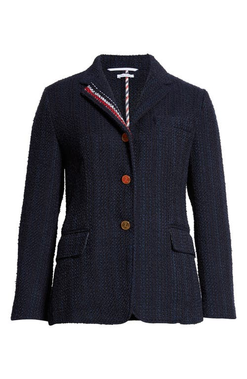 Shop Thom Browne Unconstructed Tweed Blazer In Navy