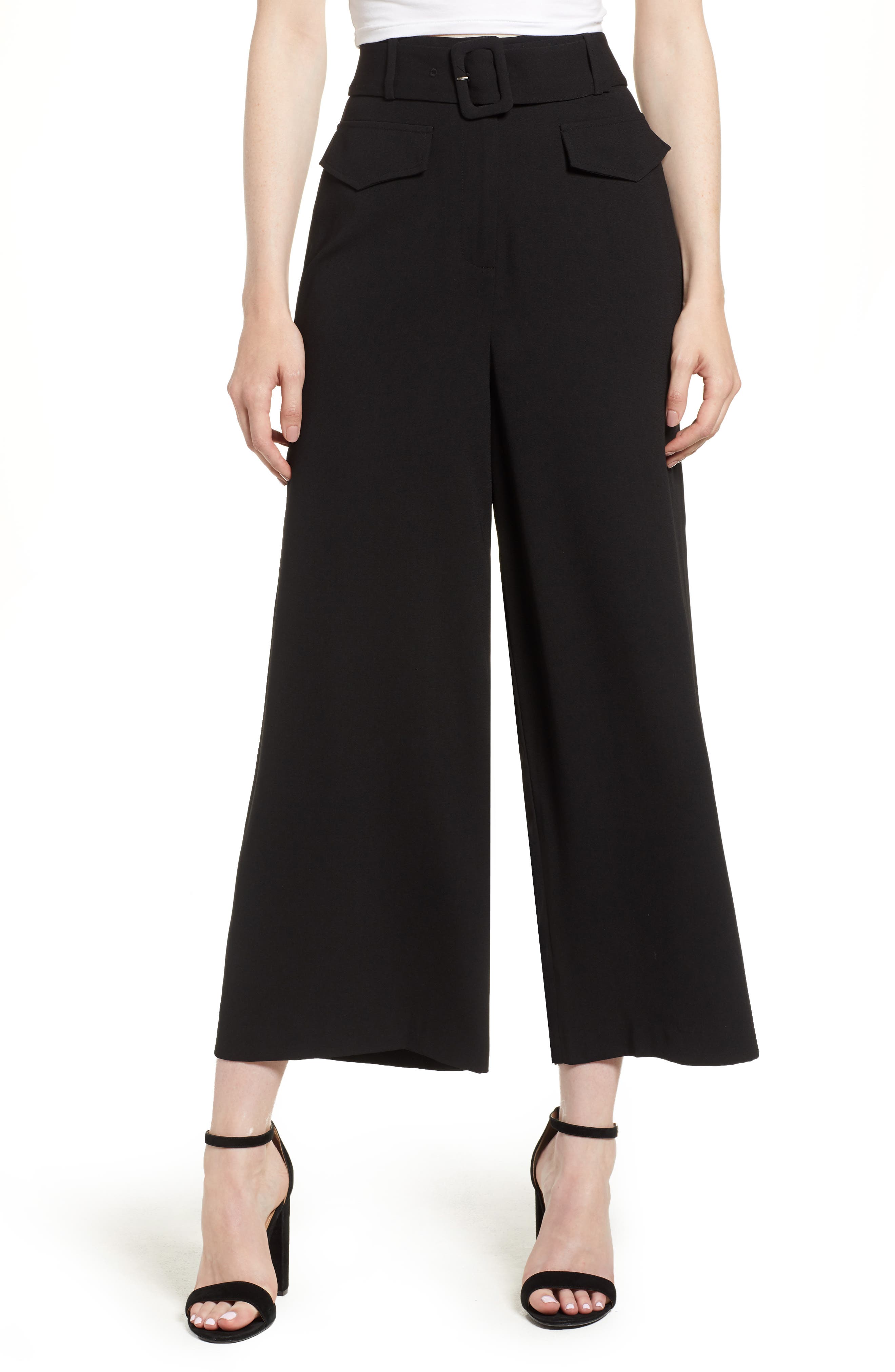 high waisted wide leg ankle pants