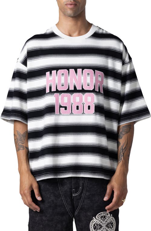 Shop Honor The Gift 1988 Logo Appliqué Box Stripe T-shirt In Black