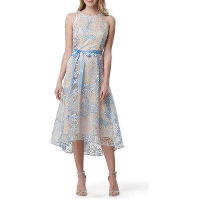 Tahari Embroidered Sleeveless High/low Midi Dress, Beige