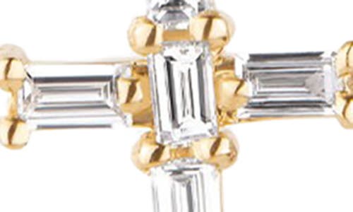 LANA LANA BAGUETTE DIAMOND MINI CROSS PENDANT NECKLACE