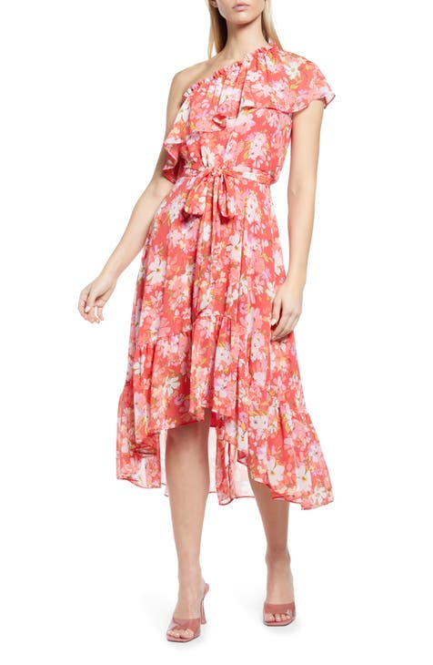Floral One-Shoulder High-Low Dress